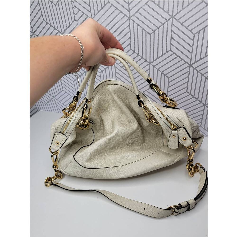 Coach Kristin Elevated Leather Sage Round Satchel in Parchment - Picture 3 of 16