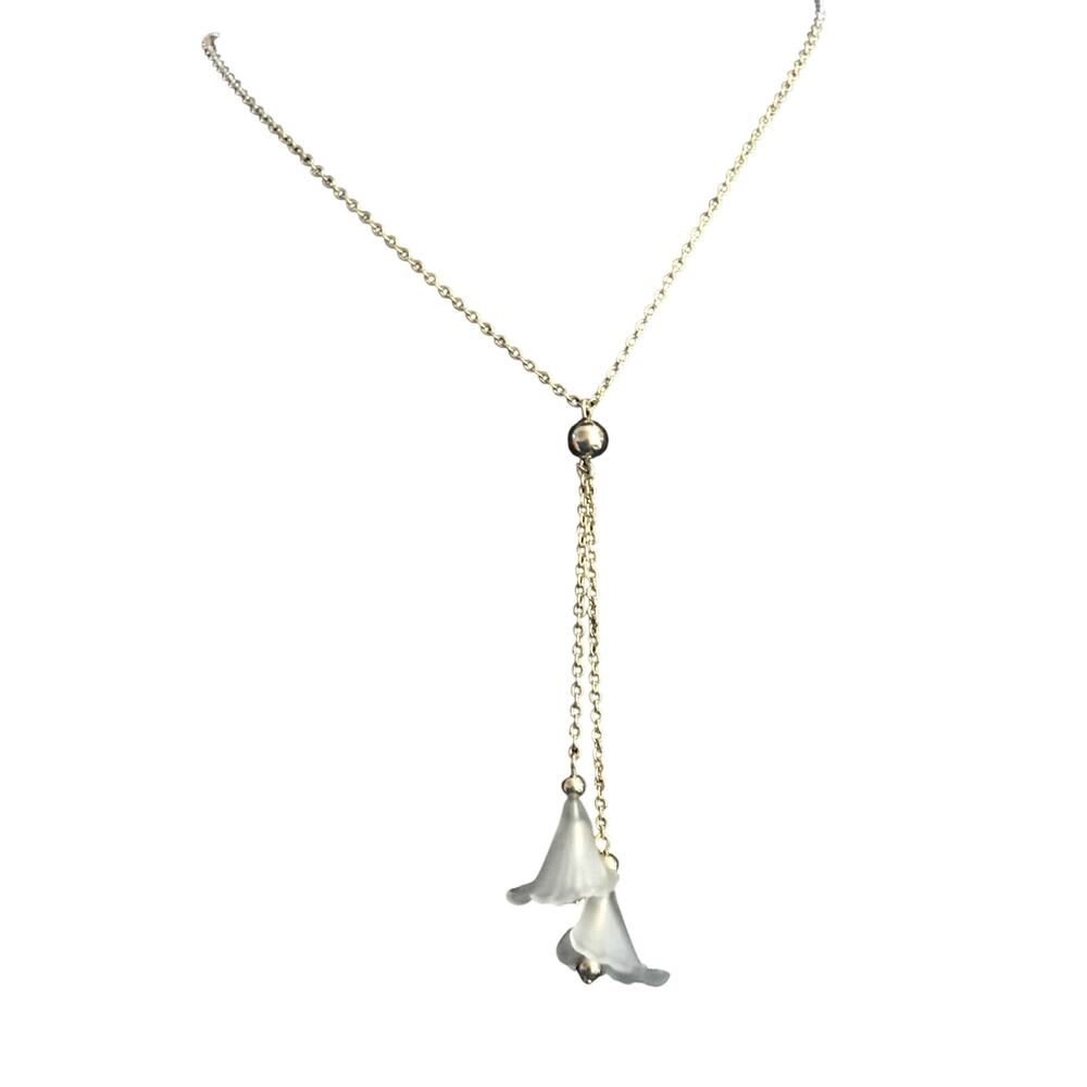 Bell flower gold tone Tassel necklace by Avon Vintage