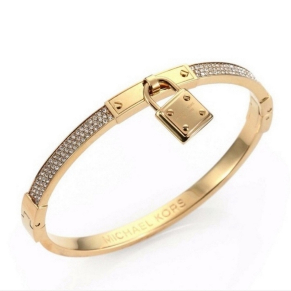 MICHAEL KORS Bangle Brilliance Padlock Charm Bracelet Gold