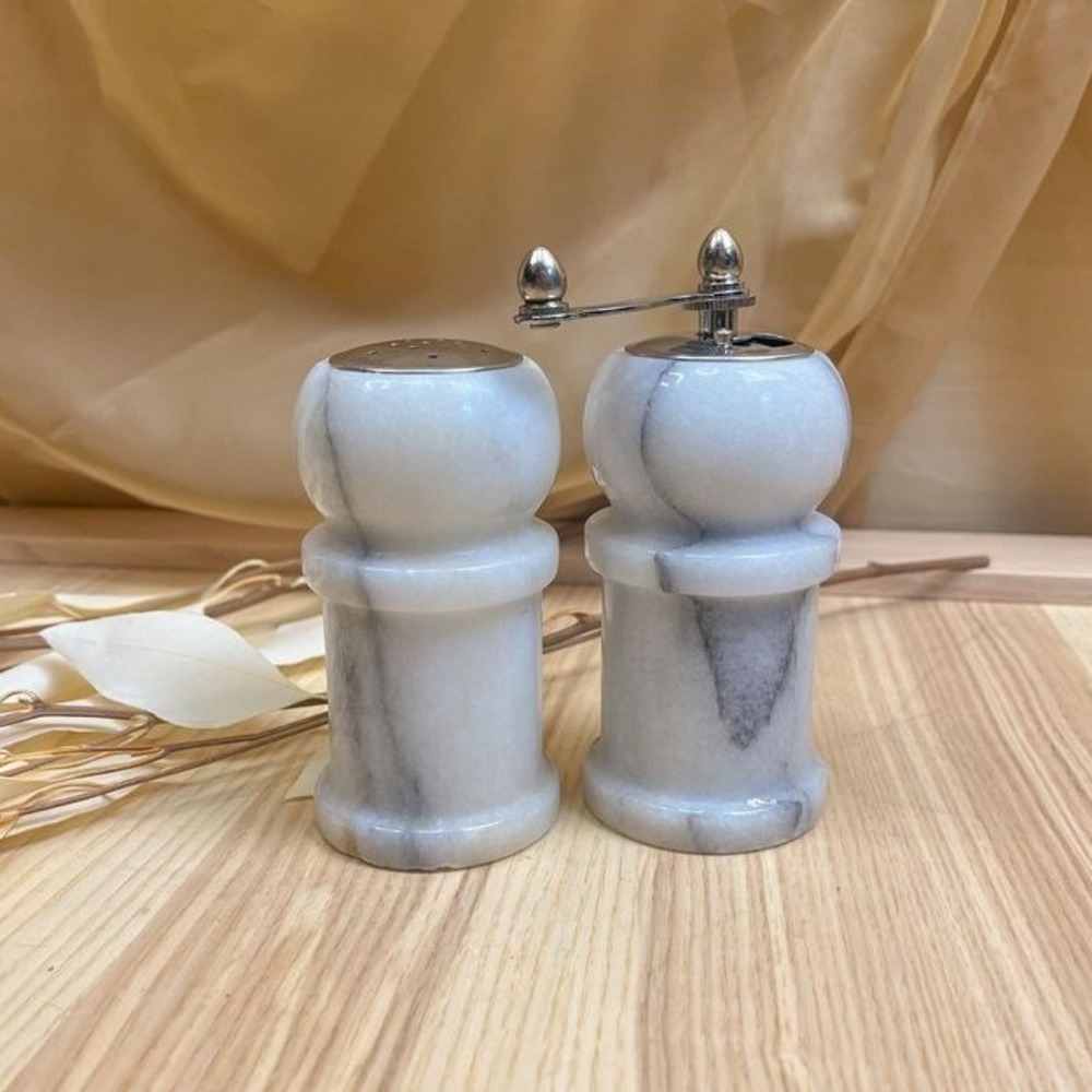 Marble Salt Shaker and Pepper Grinder Set