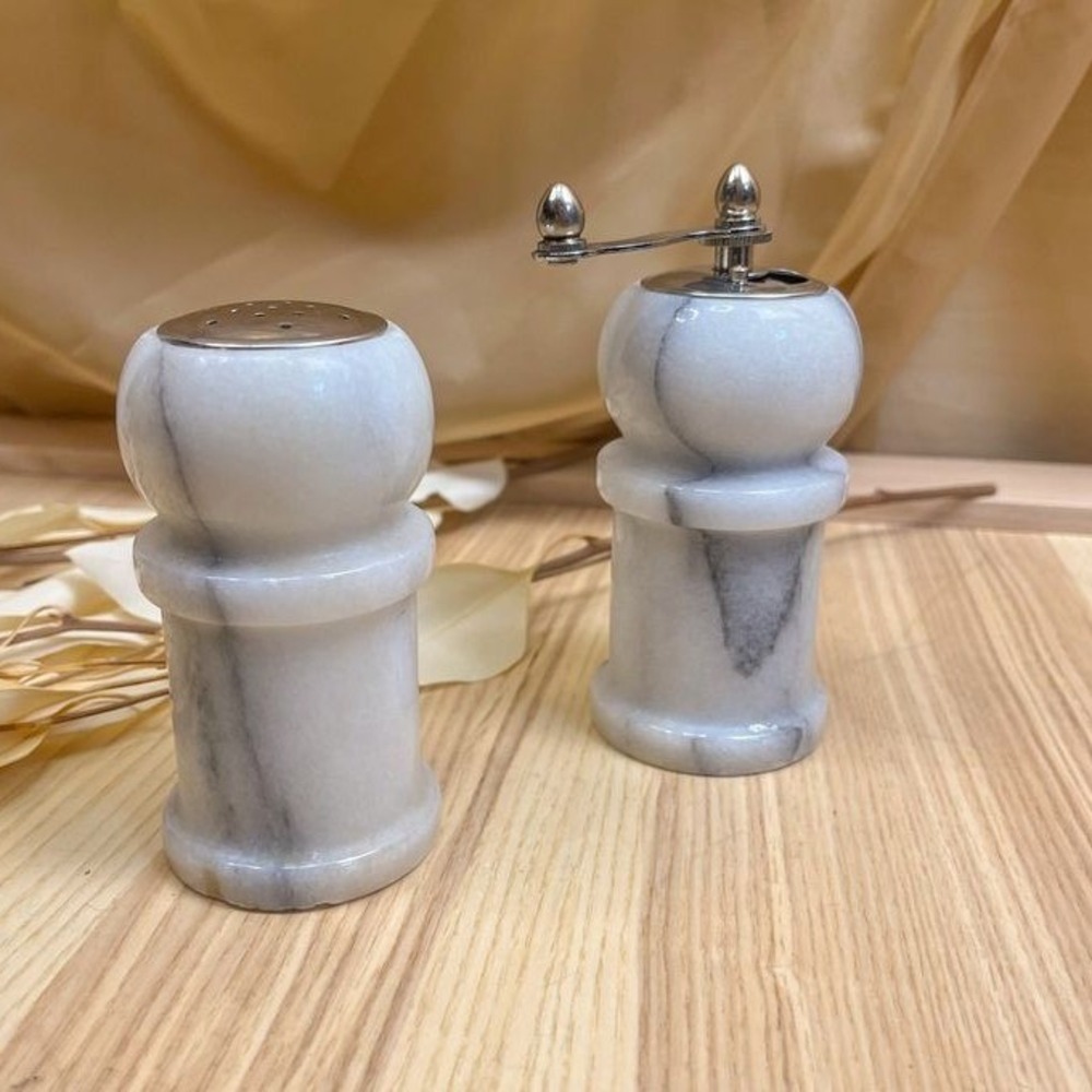 Marble Salt Shaker and Pepper Grinder Set - Picture 2 of 3