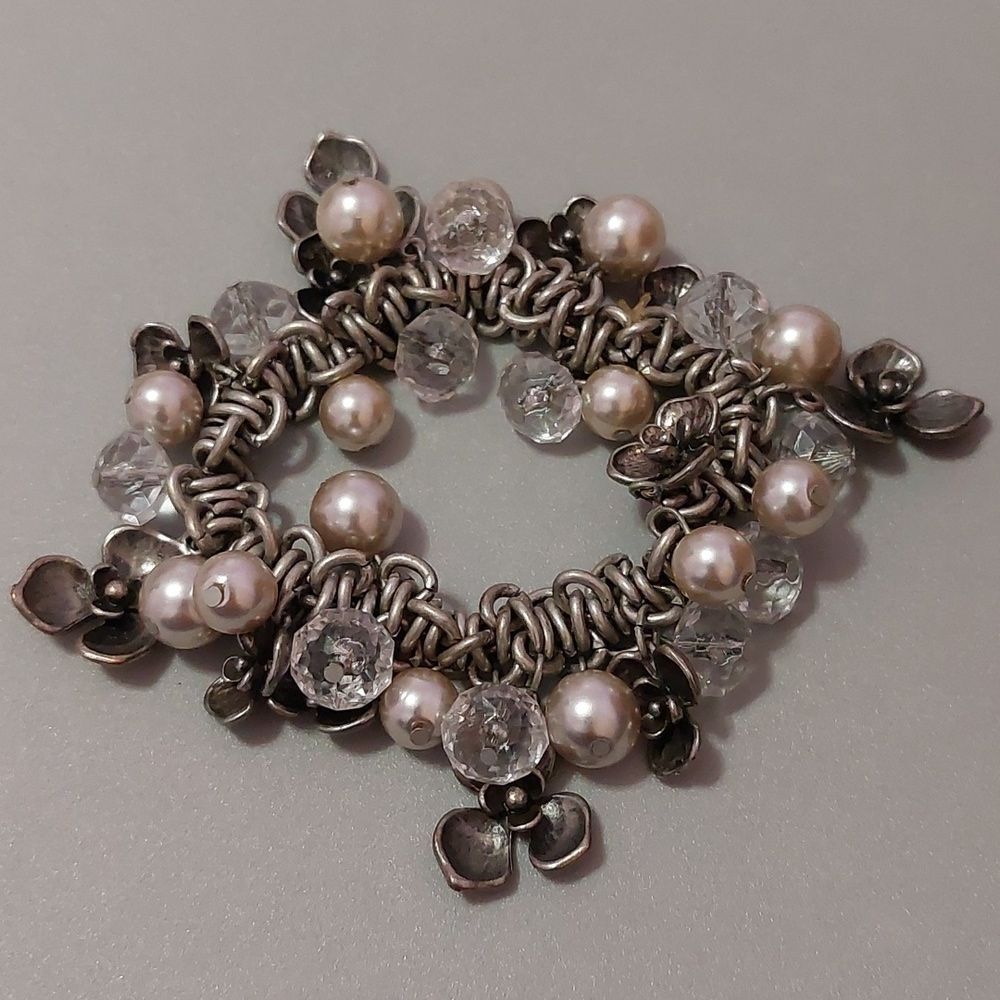 Chico's Happy Spring Silver Tone Cha Cha Cluster Stretch Bracelet