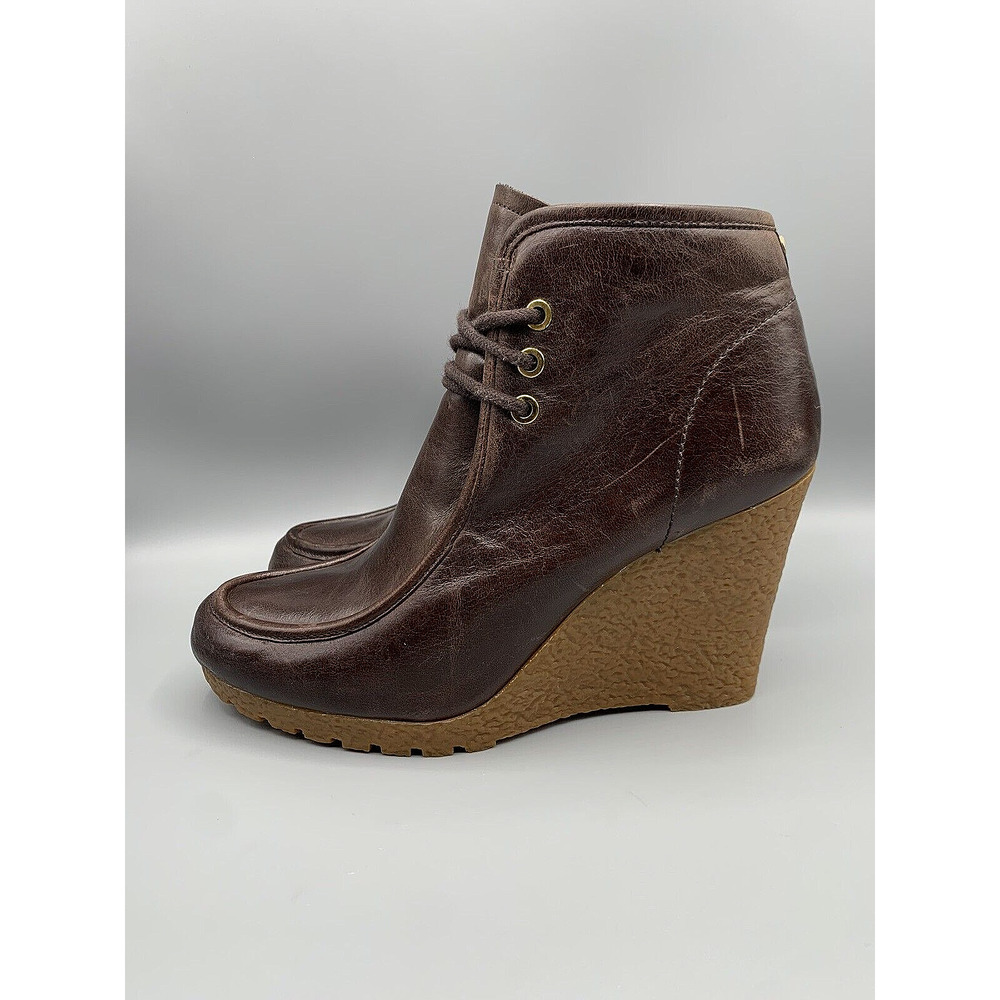 MICHAEL MICHAEL KORS RORY Brown Leather Shoes Wedges Booties Women's Size 7