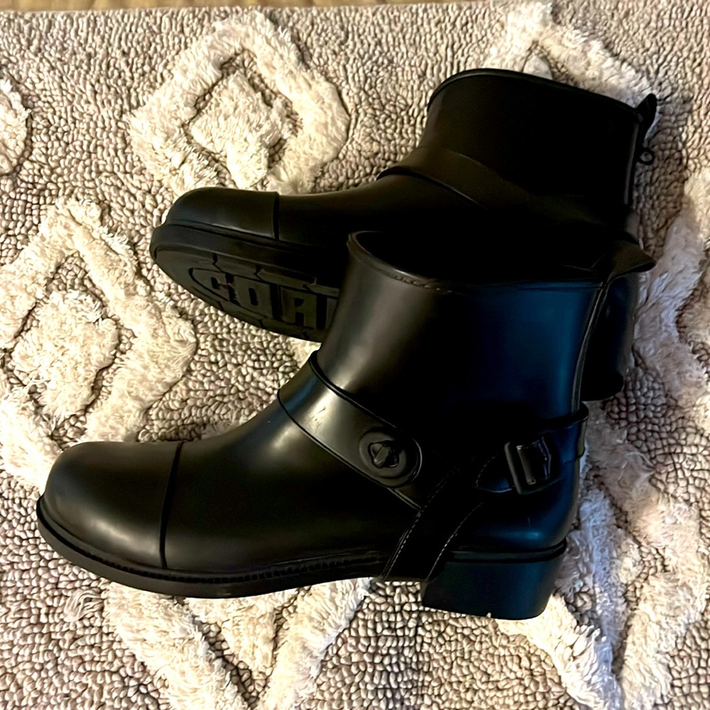 Coach Moto Black Rain Boots