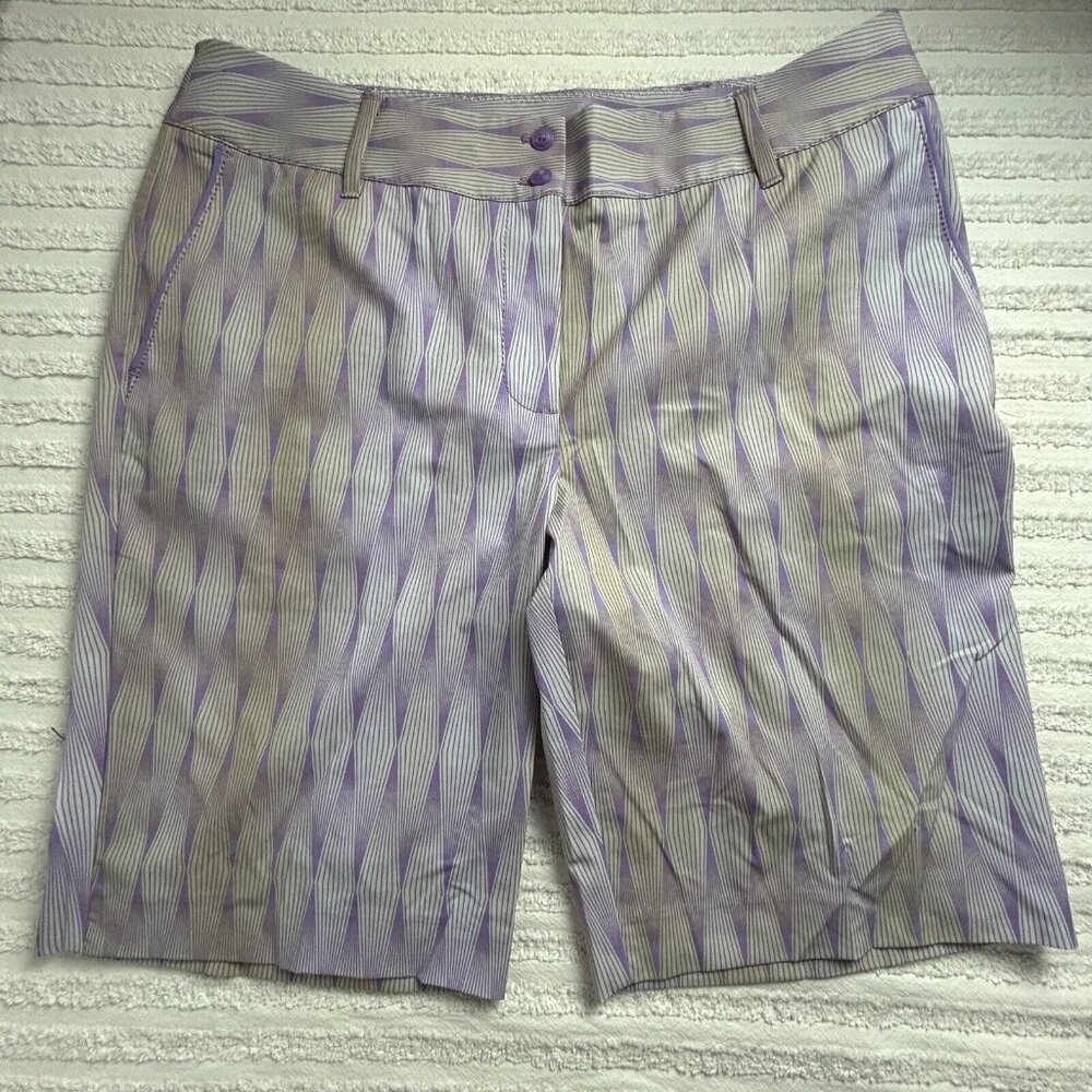 Annika By Cutter & Buck Womens Lilac Purple Patterned Golf Shorts Sz 10 Athletic