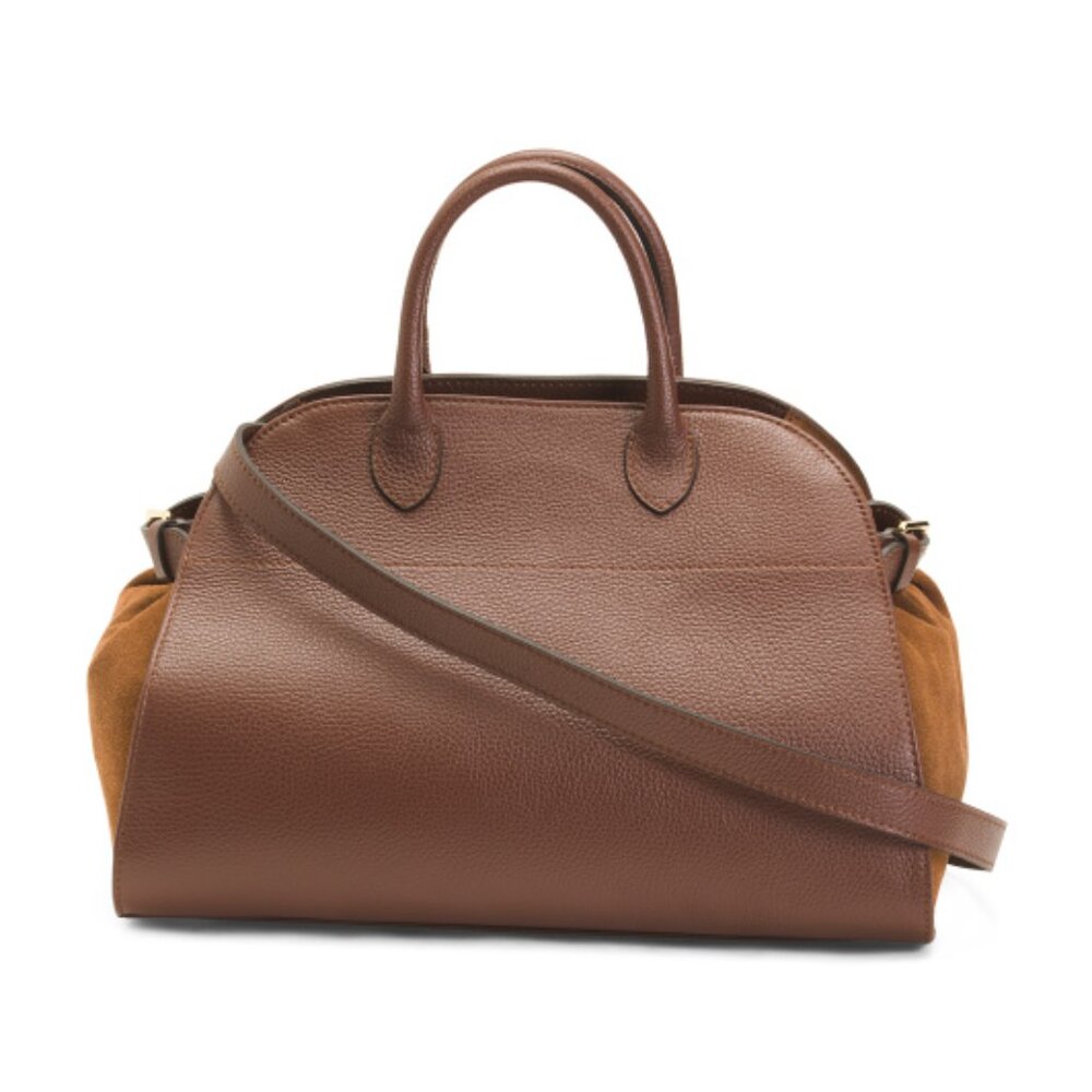 Viral Anna Paola Italian SUEDE & LEATHER  Bruciato Brown Satchel NWT