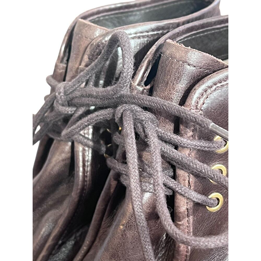 Size 7.5 Michael Kors Rory Wedge Booties Brown Leather Ankle Boots Lace Up - Picture 10 of 16