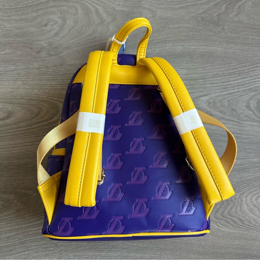 🆕 Loungefly x NBA Los Angeles Lakers Debossed Logo Vegan Leather Mini Backpack - Picture 5 of 10