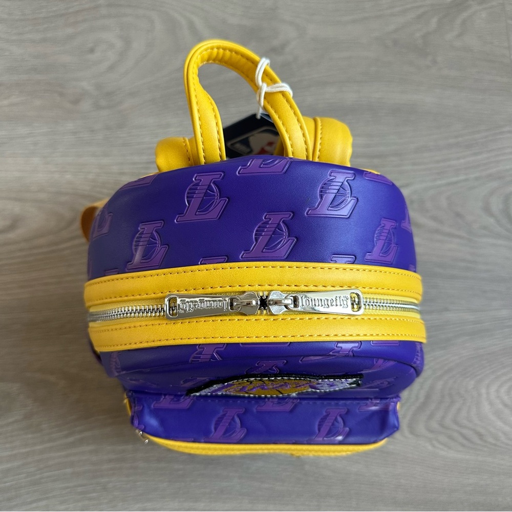 🆕 Loungefly x NBA Los Angeles Lakers Debossed Logo Vegan Leather Mini Backpack - Picture 8 of 10