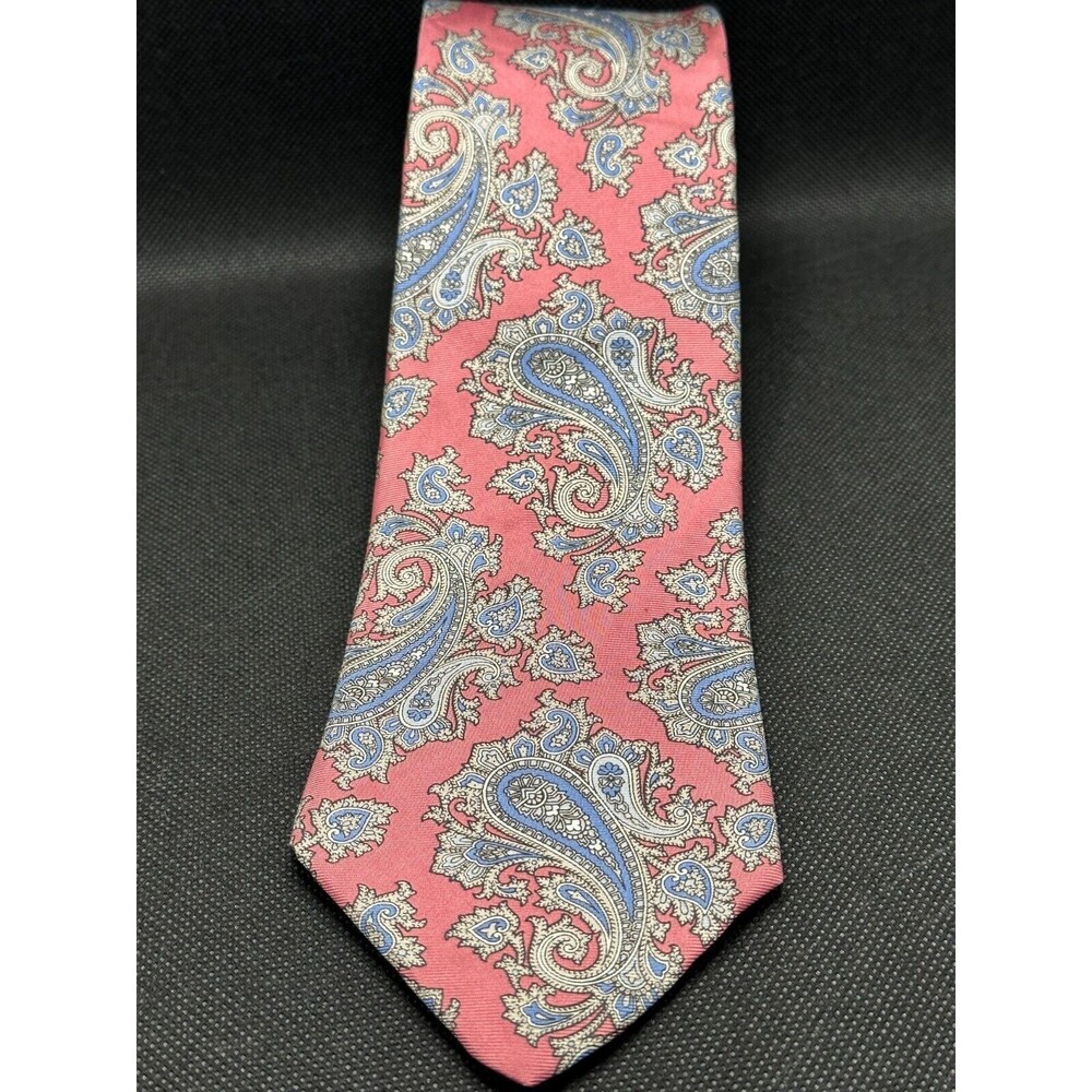Vintage Etienne Aigner Men's Neck Tie Pure Silk Blue and Mauve Paisley 3"X60"
