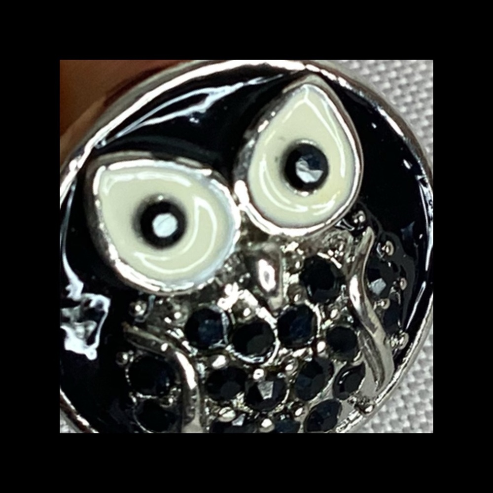 Silver and Black Owl Ring - Picture 5 of 5