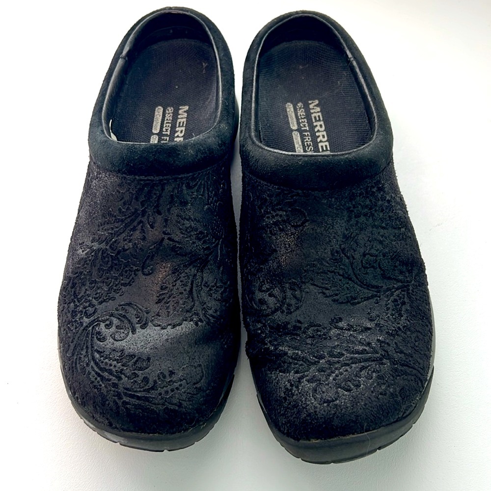 Merrell Women’s Size 6 Black Encore Frill Embossed Mule/Slide