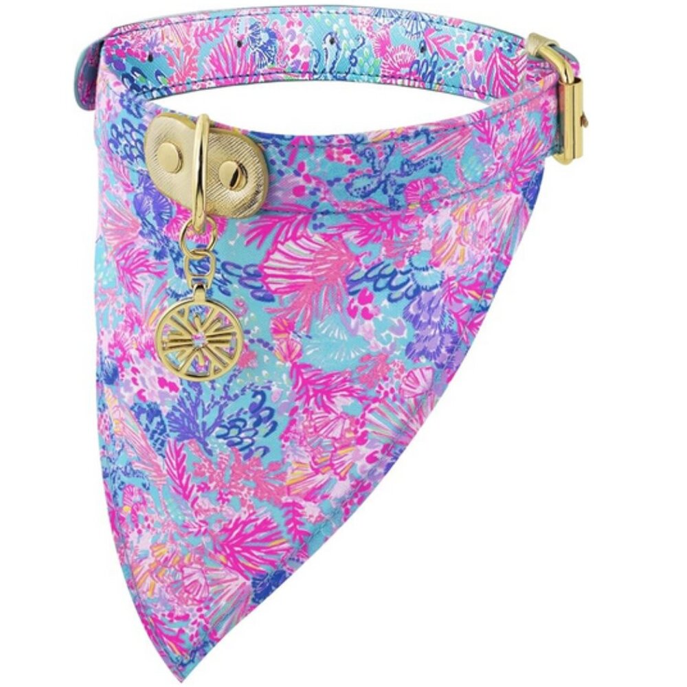 Lilly Pulitzer Adjustable Dog Bandana Heavy Duty Leatherette Collar NWT