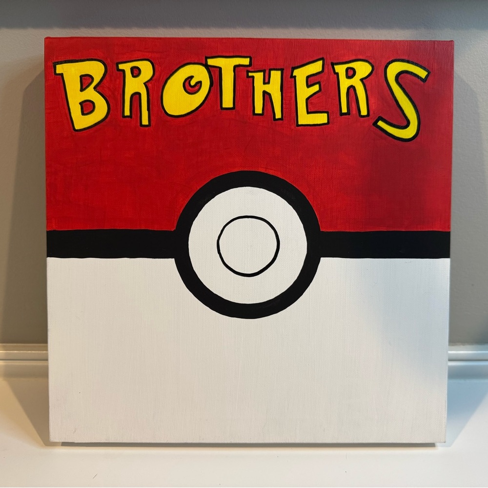 Hand painted Brothers Pokemon style wall canvas art 11x11