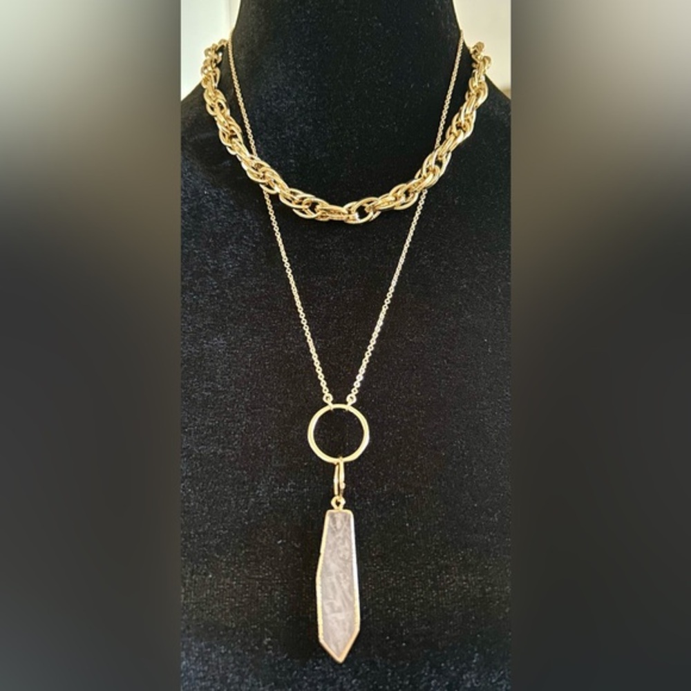 Express Gold and Stone 2 Layered Necklace