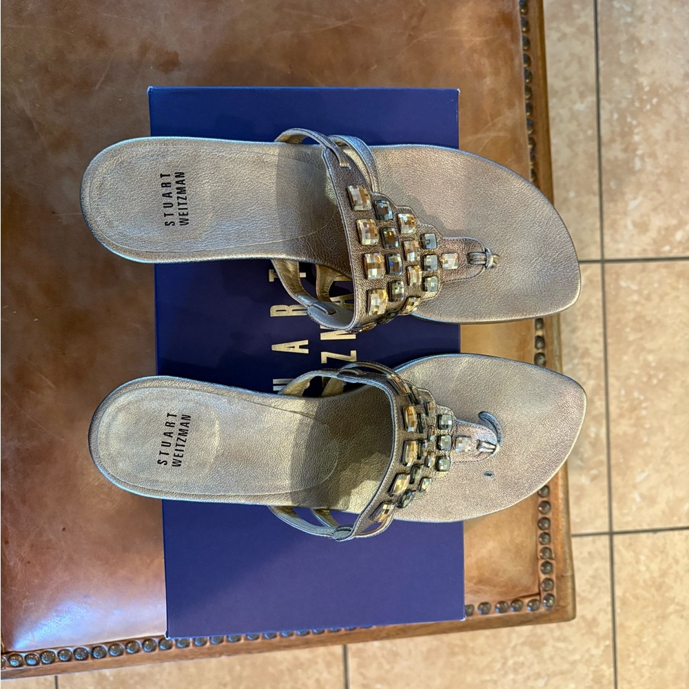 Stuart Weitzman dark gold sandal