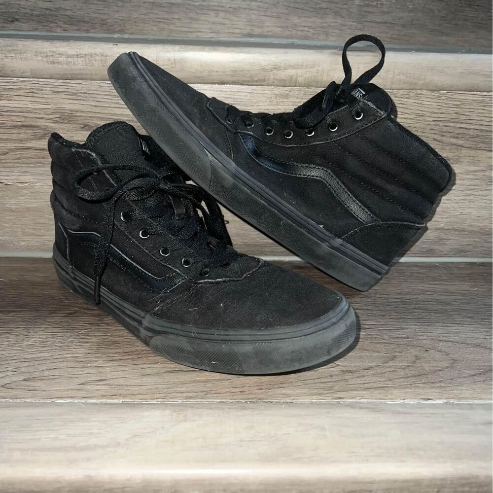 Vans Off the Wall High Top Black Canvas Sneakers - Youth size 7