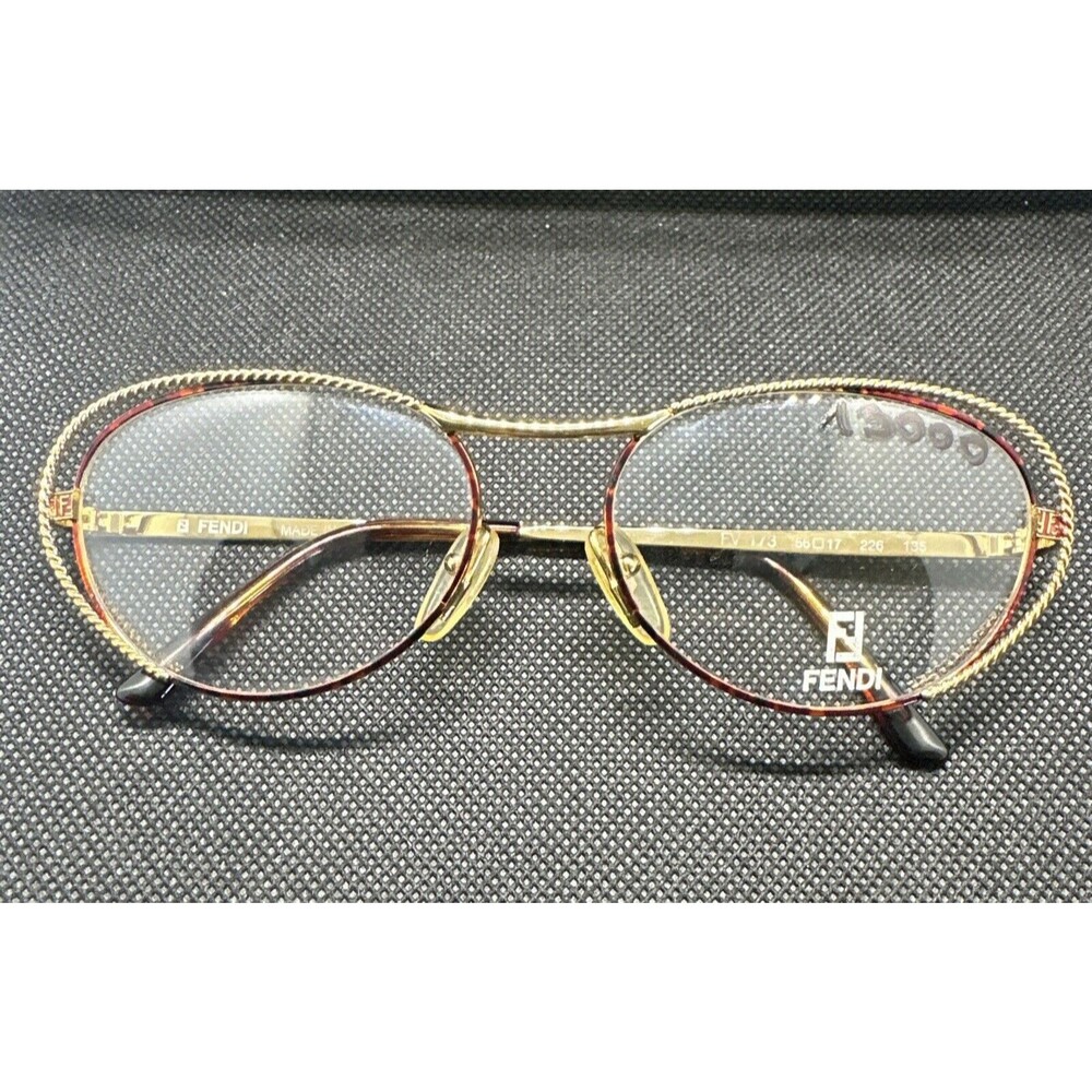 Vintage FENDI 80's Designer Gold Monogram Eyeglass Frame Mod FV 173 DEMO LENSES
