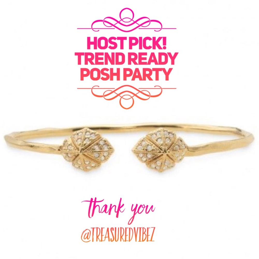 Stella & Dot | Dainty Gold Bangle Bracelet Crystal Pavé Eden Open Cuff B…