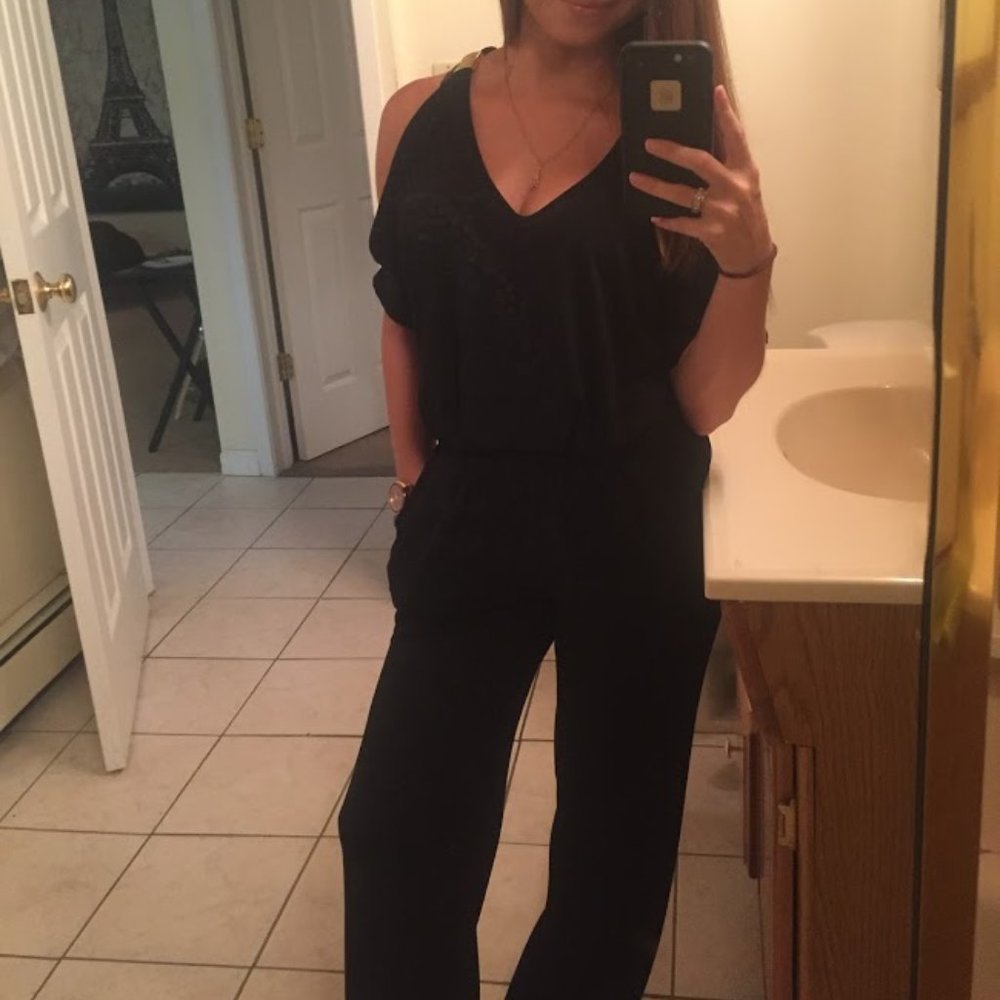 BCX Black Open Back Jumpsuit