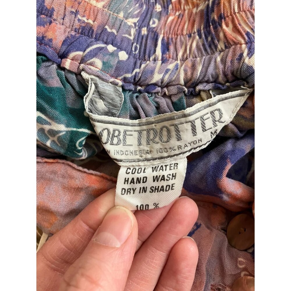 Vintage Midi Skirt Ocean Fish Button Front Boho Hippie Art Festival - Picture 8 of 9