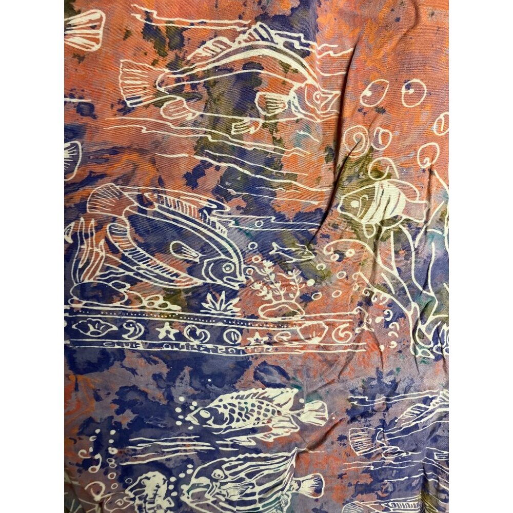 Vintage Midi Skirt Ocean Fish Button Front Boho Hippie Art Festival - Picture 3 of 9