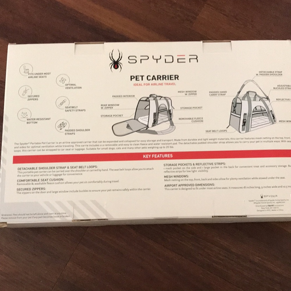 Spyder Small Dog or Cat Pet Carrier (Airplane Approved) New In Box - Picture 6 of 10