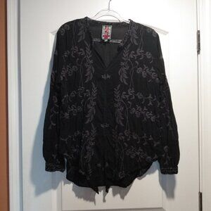 Johnny Was Black Tie Front Blouse