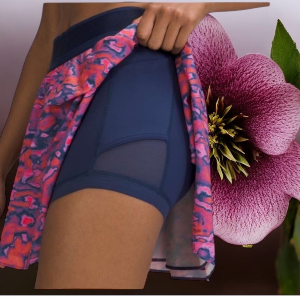 Lululemon Athletica Pink and Blue Skater Mini Skirt
