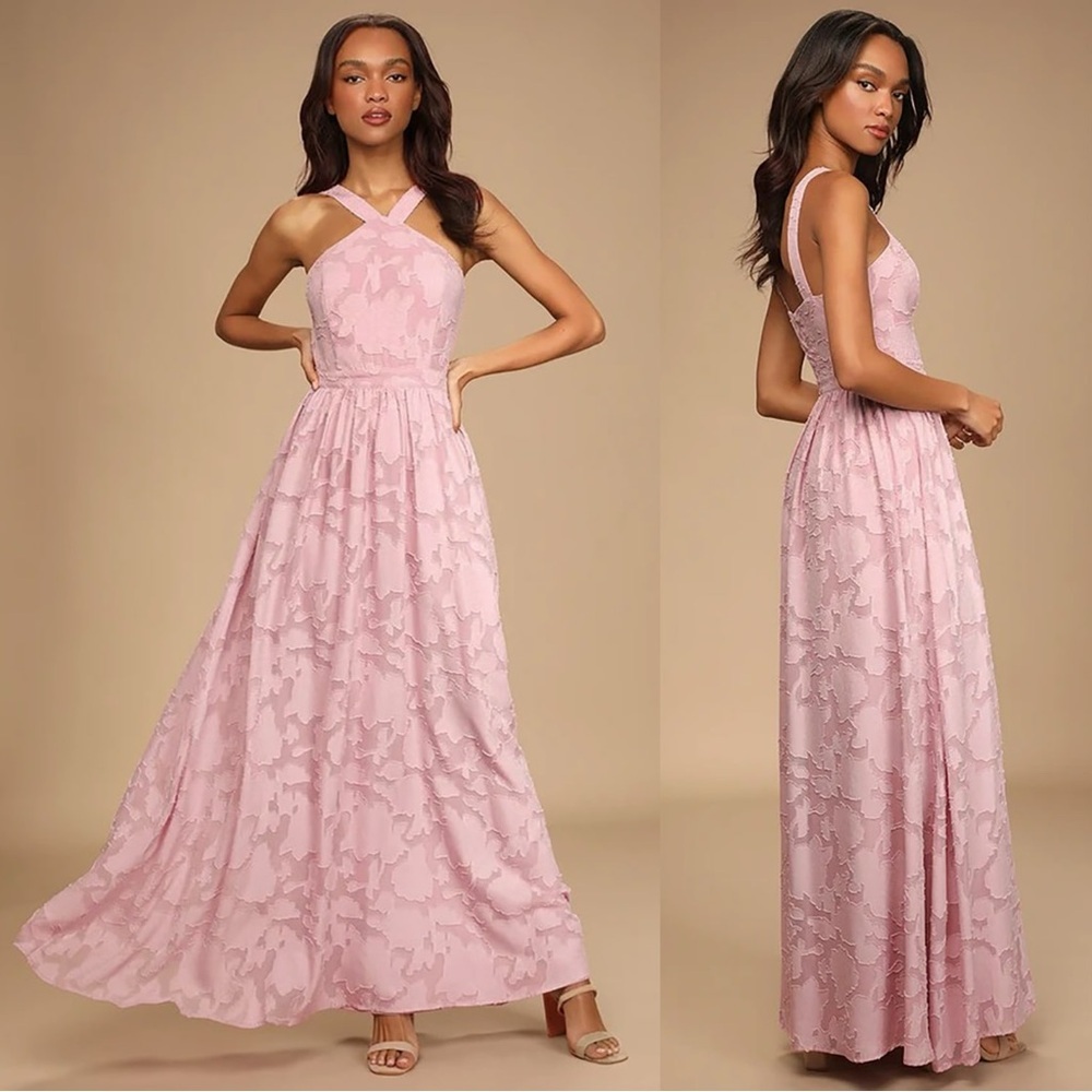 Size XL - NWOT Lulus Love and Beyond Mauve Pink Burnout Floral Maxi Dress