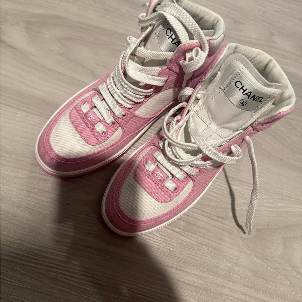 Chanel Pink High-Top Sneakers - Picture 2 of 5