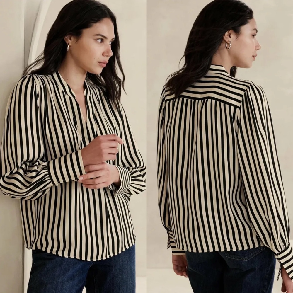 BANANA REPUBLIC STRIPED BLOUSE SIZE SMALL