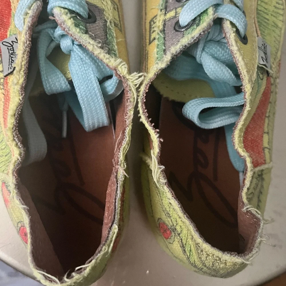 Zodiac light green pattern canvas lace up sneakers size 7 - Picture 6 of 7