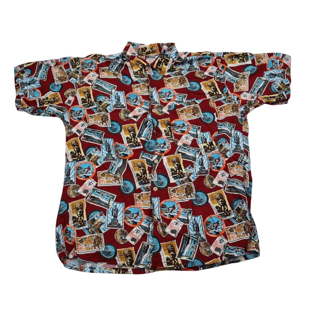 Old Navy Shirt Men S Multicolor Chest Pocket Button Up Short Sleeve Collared Top