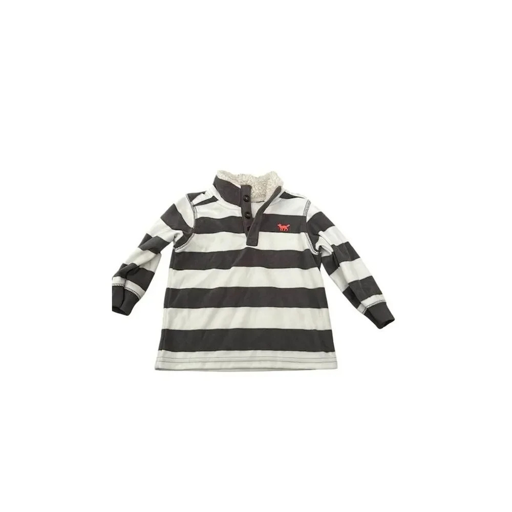 Carter's Unisex Black Striped Fleece Henley Sweater 18M - Picture 2 of 4