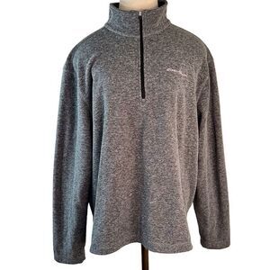 Eddie Bauer Mens Charcoal Gray Classic 1/4 Zip Fleece Pullover Sweatshirt Medium