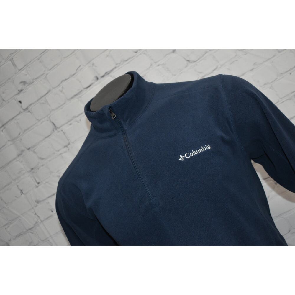 Columbia Fleece Sweater Pullover 1/4 Zip Men Size Medium Camping Hiking Blue