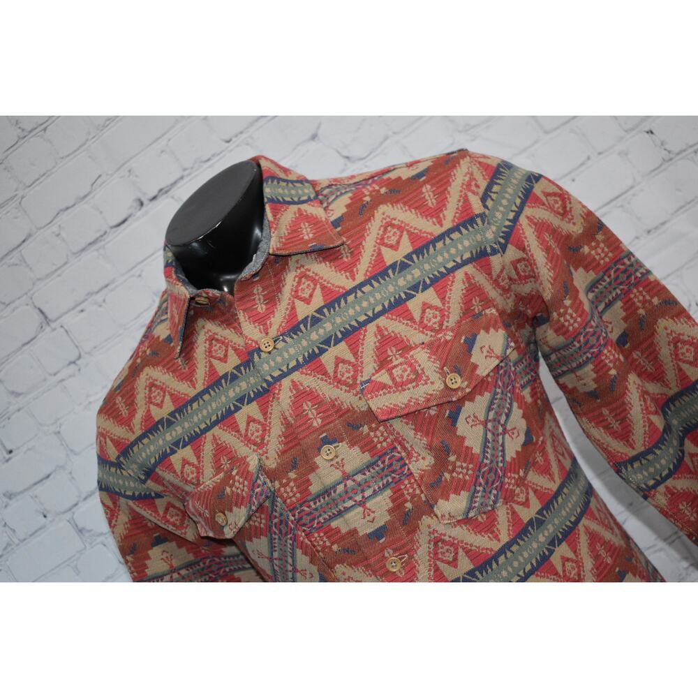 J Crew Dress Shirt Mens Size Medium Thick Aztez Designs Cotton Red