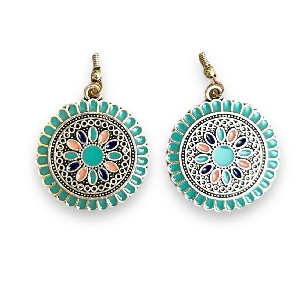 Bohemian Turquoise Round Earrings