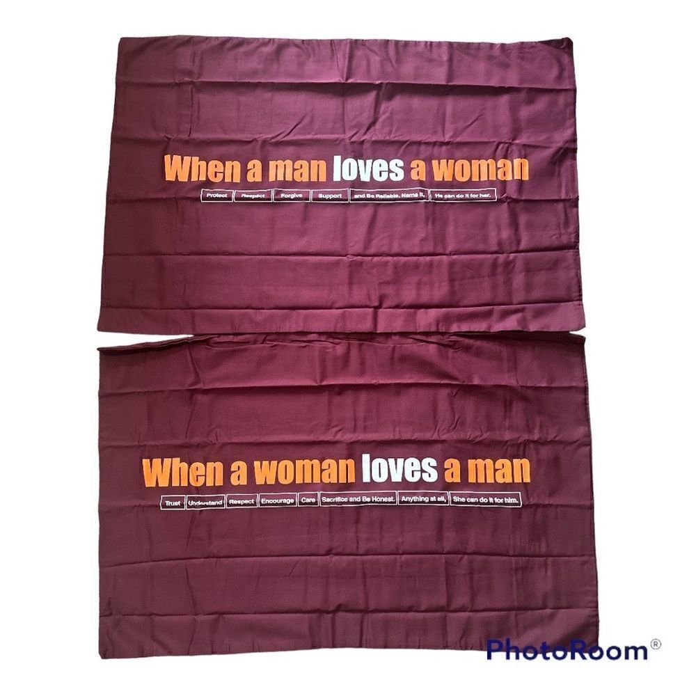 New Human Touch Maroon Couple Pillow Case Size 20”x30”