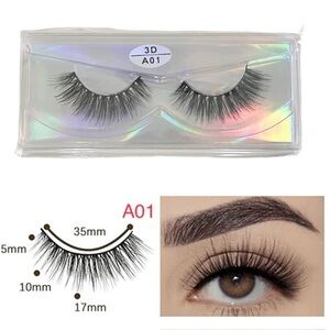 Vegan Faux Mink 3D Light-weight False Volume Eyelashes Style A01 (lashes only)