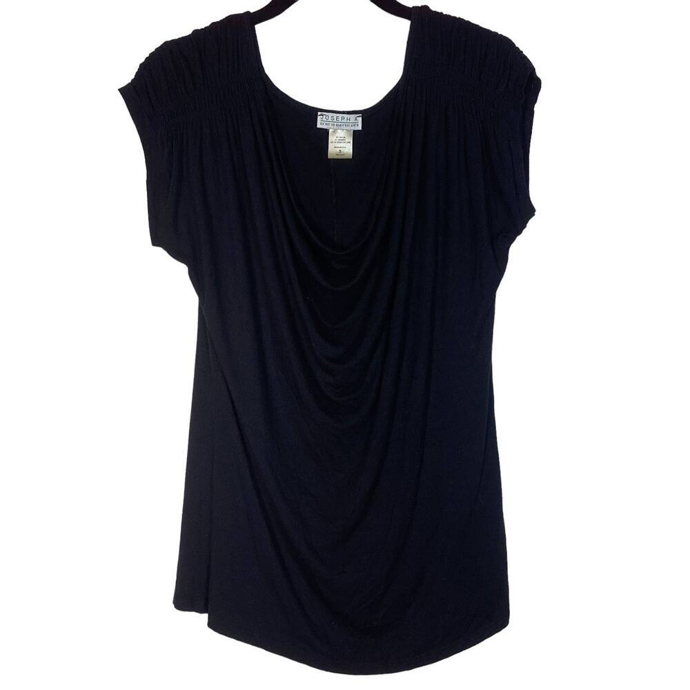 Joseph A. Black Draped Top Size Small