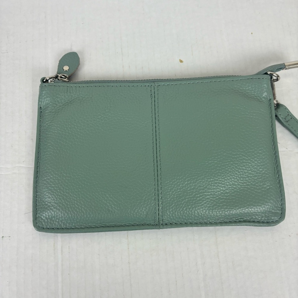 befen-leather clutch bag with wrist strap/mint leather - Picture 8 of 11