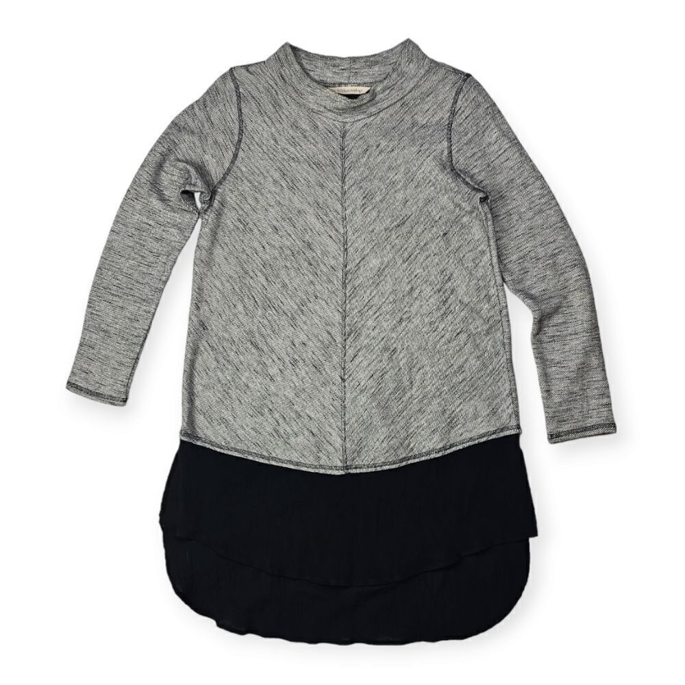 Soft Surroundings Grey and Black‎ Sweater with Black Hem Detail Women's Size S