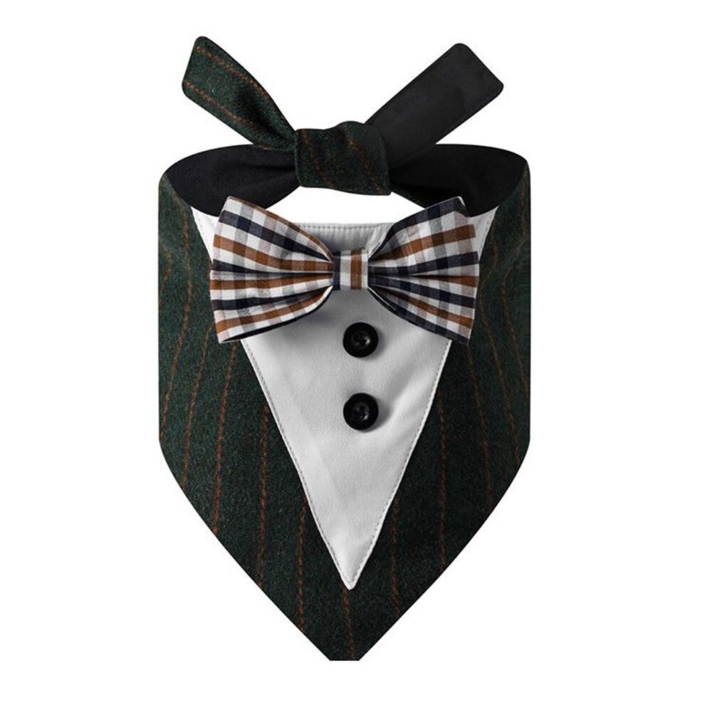 Pet Tuxedo Suit Bandana Bowtie For Dogs & Cats - Adjustable Triangle Scarf Acces - Picture 5 of 5