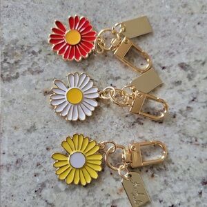Daisy purse charms set of 3 with gold hardware for purse accessories