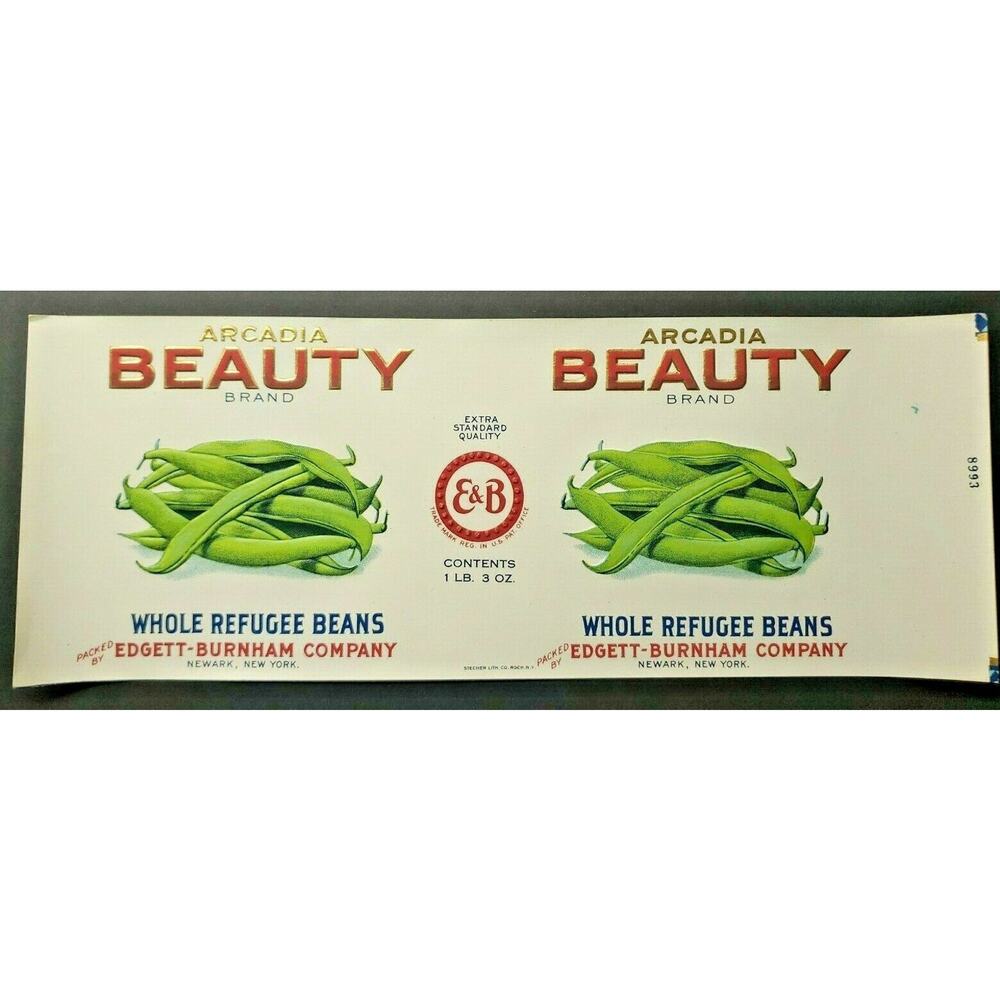 Vintage Arcadia Beauty Brand, Edgett Burnham Co New York 1940s Can Label Z2