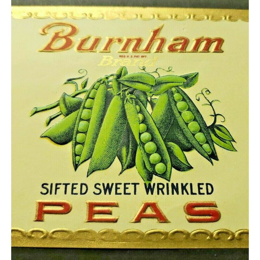 Vintage Burnham Brand Wrinkled Pea Edgett Burnham Co New York 1940s Can Label Z2 - Picture 3 of 4