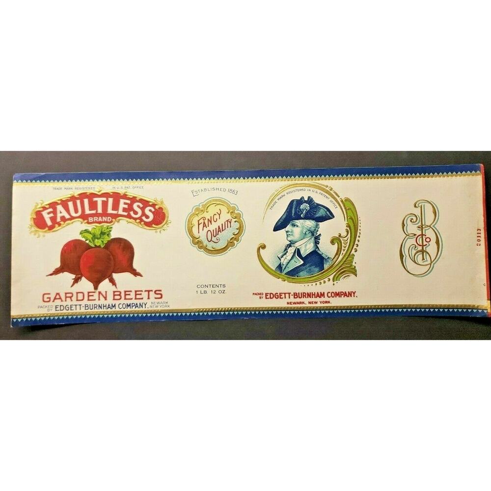 Vintage Faultless Brand Beets Edgett Burnham Co New York 1940s Can Label Z2