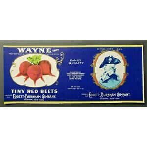 Vintage Wayne Brand Beets Edgett Burnham Co New York 1940s Can Label Z2